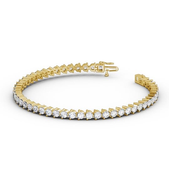  Tennis Bracelet Round Diamond Three Claw 18K Yellow Gold - Francesca BRC4_YG_THUMB1 