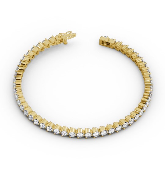 Tennis Bracelet Round Diamond Three Claw 18K Yellow Gold - Francesca BRC4_YG_THUMB2 