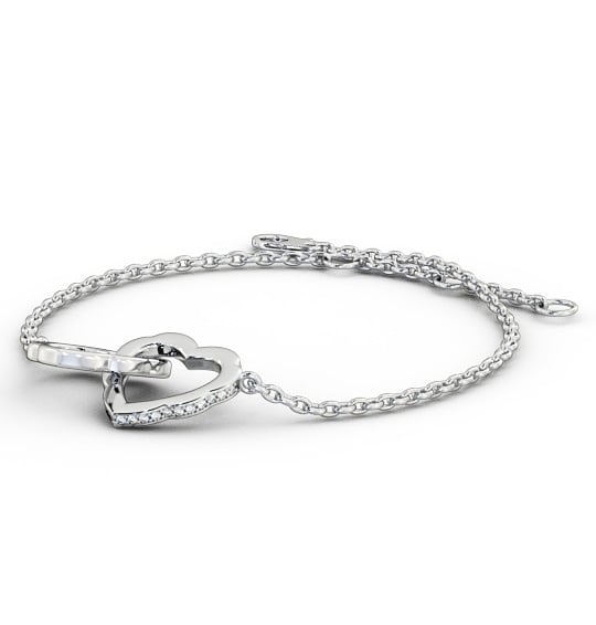  Heart Design Delicate Diamond Bracelet 9K White Gold - Tiana BRC5_WG_THUMB1 