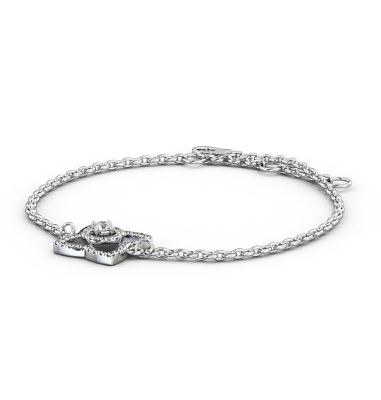  Floral Design Delicate 0.43ct Diamond Bracelet 18K White Gold - Coralie BRC9_WG_THUMB1 