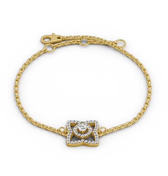 Floral Design Delicate 0.43ct Diamond Bracelet 18K Yellow Gold - Coralie BRC9_YG_THUMB2 