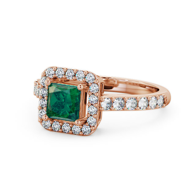 Halo Emerald and Diamond 1.02ct Ring 9K Rose Gold - Valency CL16GEM_RG_EM_FLAT