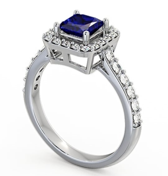  Halo Blue Sapphire and Diamond 1.17ct Ring 18K White Gold - Valency CL16GEM_WG_BS_THUMB1 