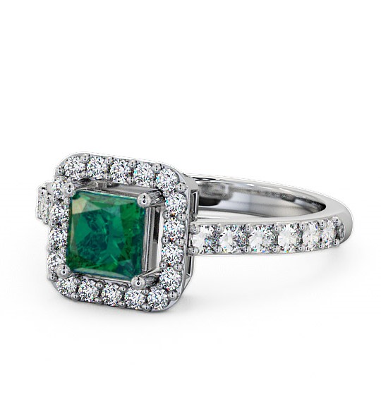  Halo Emerald and Diamond 1.02ct Ring 18K White Gold - Valency CL16GEM_WG_EM_THUMB2 