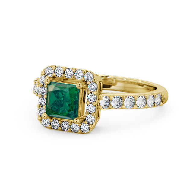 Halo Emerald and Diamond 1.02ct Ring 18K Yellow Gold - Valency CL16GEM_YG_EM_FLAT