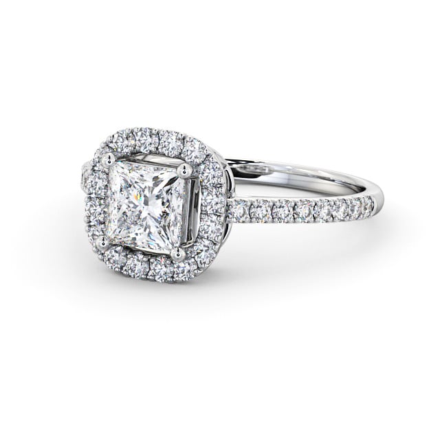 Halo Princess Diamond Engagement Ring 18K White Gold - Valency CL16_WG_FLAT