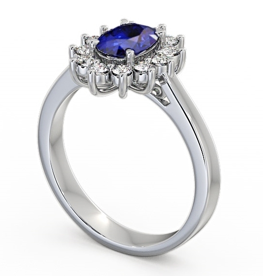 Cluster Blue Sapphire and Diamond 1.42ct Ring 9K White Gold - Ailstone CL1GEM_WG_BS_THUMB1