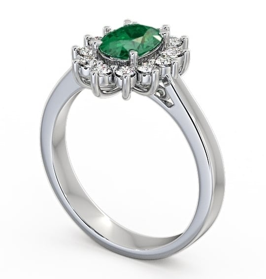Cluster Emerald and Diamond 1.27ct Ring 9K White Gold - Ailstone CL1GEM_WG_EM_THUMB1