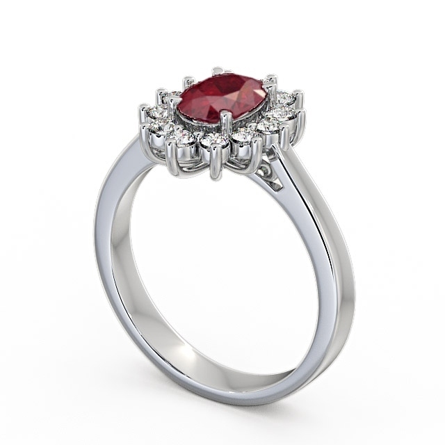Cluster Ruby and Diamond 1.42ct Ring Platinum - Ailstone CL1GEM_WG_RU_SIDE