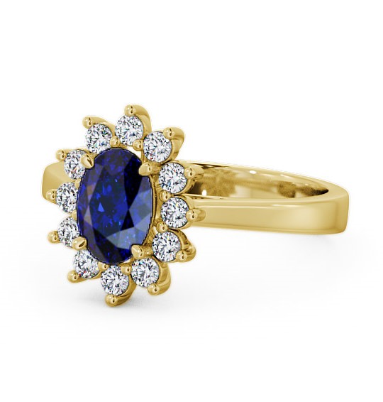  Cluster Blue Sapphire and Diamond 1.42ct Ring 18K Yellow Gold - Ailstone CL1GEM_YG_BS_THUMB2 