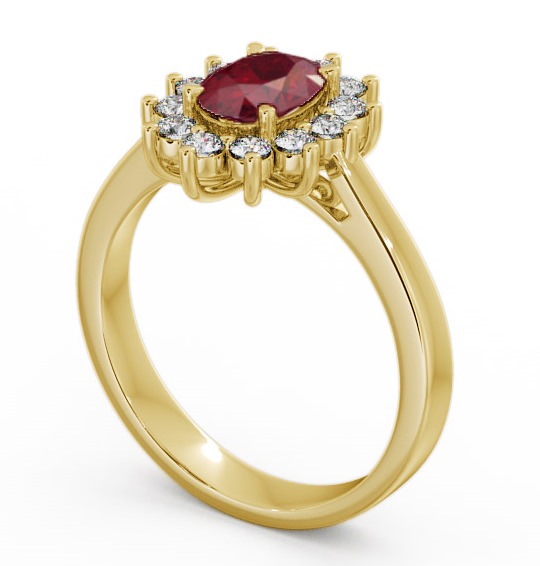  Cluster Ruby and Diamond 1.42ct Ring 18K Yellow Gold - Ailstone CL1GEM_YG_RU_THUMB1 