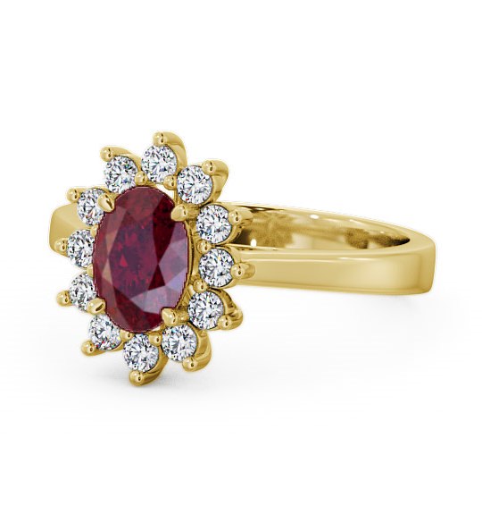  Cluster Ruby and Diamond 1.42ct Ring 18K Yellow Gold - Ailstone CL1GEM_YG_RU_THUMB2 