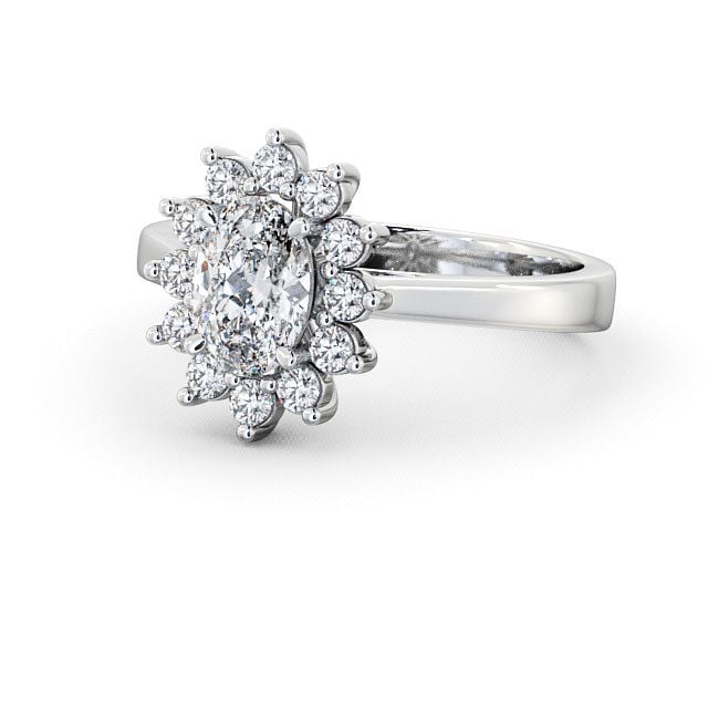 Cluster Oval Diamond Ring Platinum - Ailstone CL1_WG_FLAT