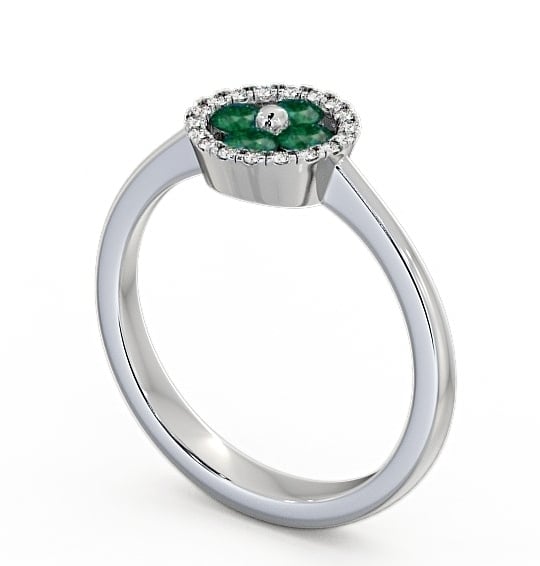  Cluster Emerald and Diamond 0.35ct Ring 9K White Gold - Allonby CL23GEM_WG_EM_THUMB1 
