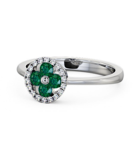  Cluster Emerald and Diamond 0.35ct Ring 9K White Gold - Allonby CL23GEM_WG_EM_THUMB2 