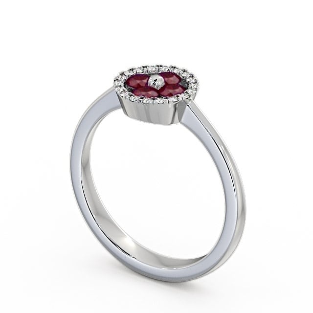 Cluster Ruby and Diamond 0.43ct Ring Platinum - Allonby CL23GEM_WG_RU_SIDE