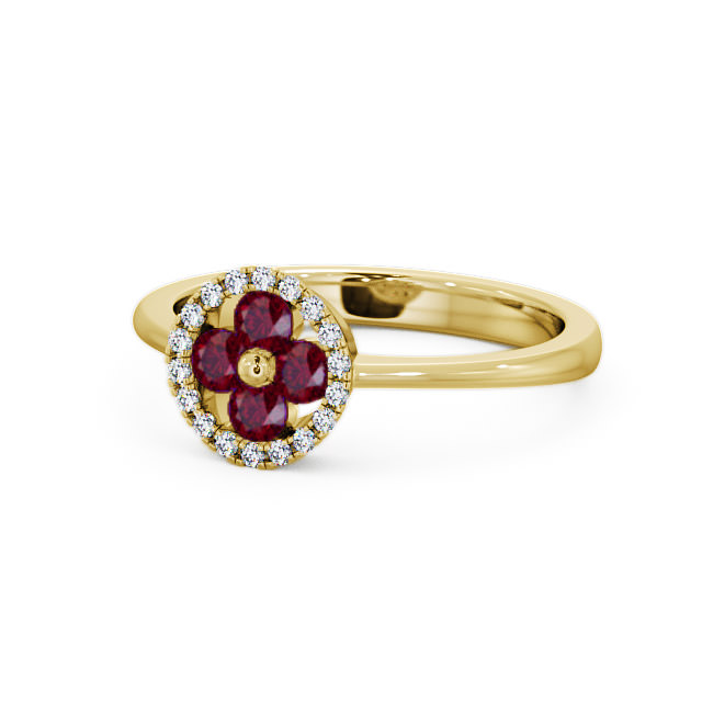 Cluster Ruby and Diamond 0.43ct Ring 18K Yellow Gold - Allonby CL23GEM_YG_RU_FLAT