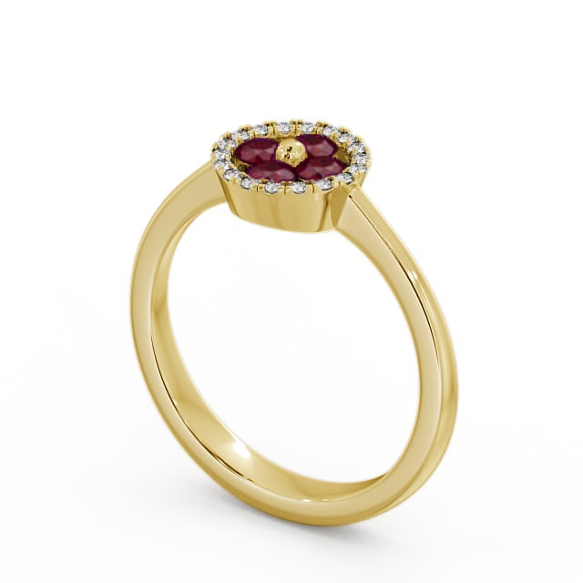 Cluster Ruby and Diamond 0.43ct Ring 18K Yellow Gold - Allonby CL23GEM_YG_RU_SIDE