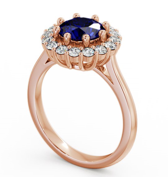 Halo Blue Sapphire and Diamond 2.00ct Ring 18K Rose Gold - Kaimes CL24GEM_RG_BS_THUMB1
