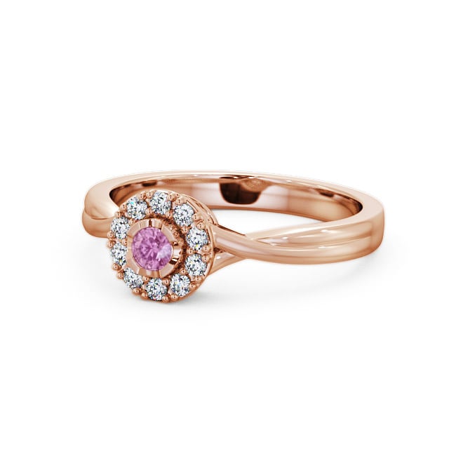 Halo Pink Sapphire and Diamond 0.30ct Ring 18K Rose Gold - Tirley CL25GEM_RG_PS_FLAT