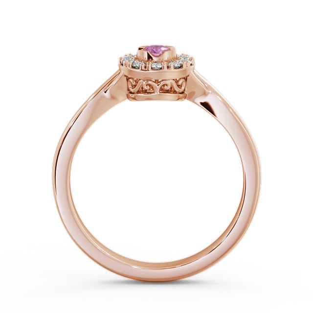Halo Pink Sapphire and Diamond 0.30ct Ring 18K Rose Gold - Tirley CL25GEM_RG_PS_UP