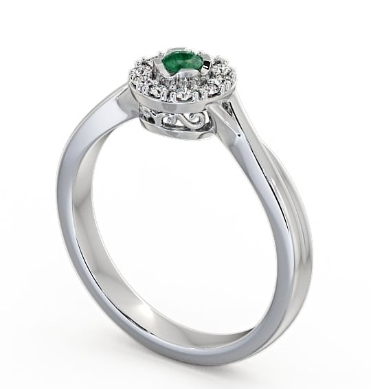  Halo Emerald and Diamond 0.27ct Ring 9K White Gold - Tirley CL25GEM_WG_EM_THUMB1 