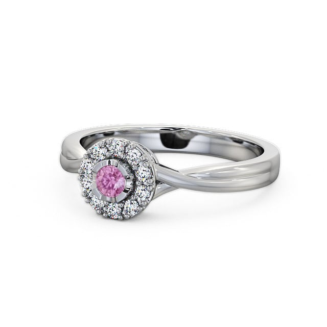 Halo Pink Sapphire and Diamond 0.30ct Ring Palladium - Tirley CL25GEM_WG_PS_FLAT