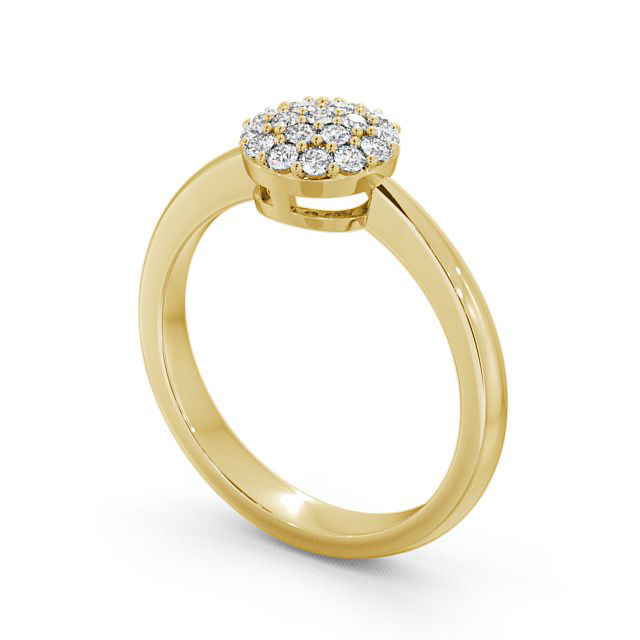 Cluster Diamond Ring 18K Yellow Gold - Saval CL29_YG_SIDE