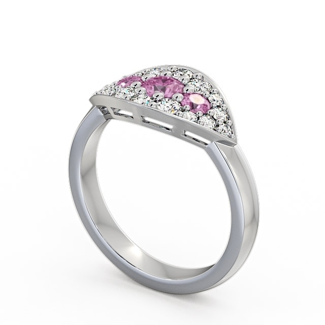 Cluster Pink Sapphire and Diamond 0.92ct Ring 9K White Gold - Himley CL30GEM_WG_PS_SIDE