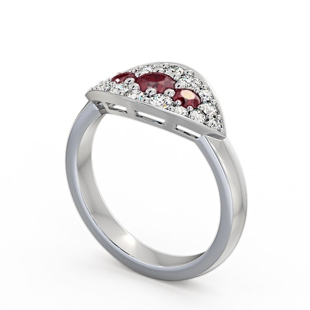 Cluster Ruby and Diamond 0.92ct Ring 9K White Gold - Himley CL30GEM_WG_RU_SIDE