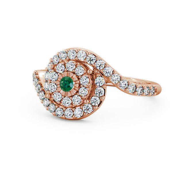 Cluster Emerald and Diamond 0.49ct Ring 9K Rose Gold - Newark CL32GEM_RG_EM_FLAT