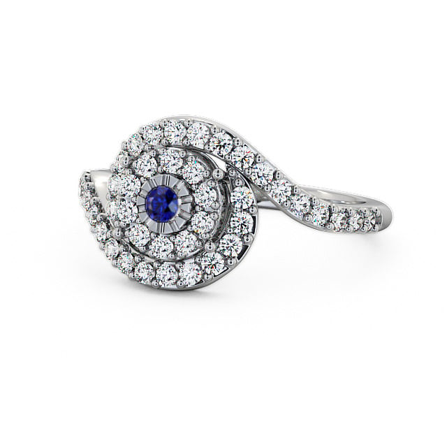 Cluster Blue Sapphire and Diamond 0.51ct Ring 9K White Gold - Newark CL32GEM_WG_BS_FLAT