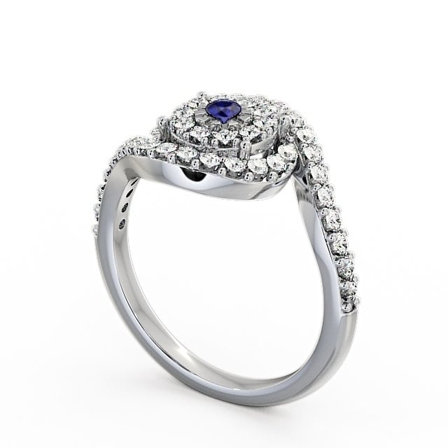 Cluster Blue Sapphire and Diamond 0.51ct Ring 9K White Gold - Newark CL32GEM_WG_BS_SIDE