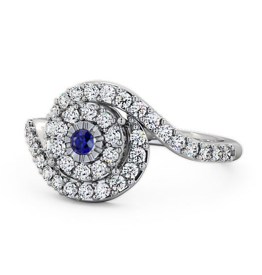  Cluster Blue Sapphire and Diamond 0.51ct Ring 18K White Gold - Newark CL32GEM_WG_BS_THUMB2 