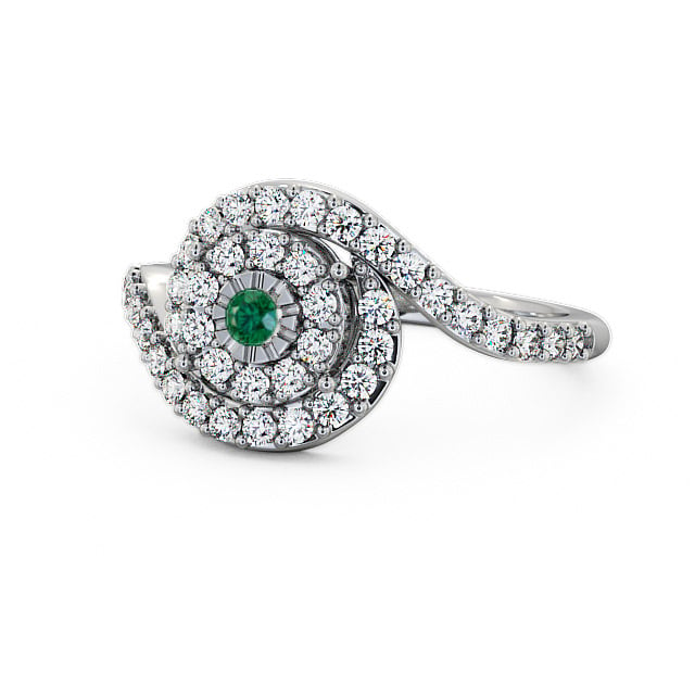 Cluster Emerald and Diamond 0.49ct Ring Platinum - Newark CL32GEM_WG_EM_FLAT
