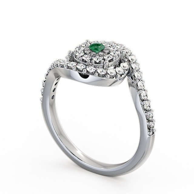 Cluster Emerald and Diamond 0.49ct Ring Platinum - Newark CL32GEM_WG_EM_SIDE