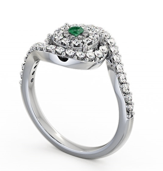  Cluster Emerald and Diamond 0.49ct Ring 9K White Gold - Newark CL32GEM_WG_EM_THUMB1 