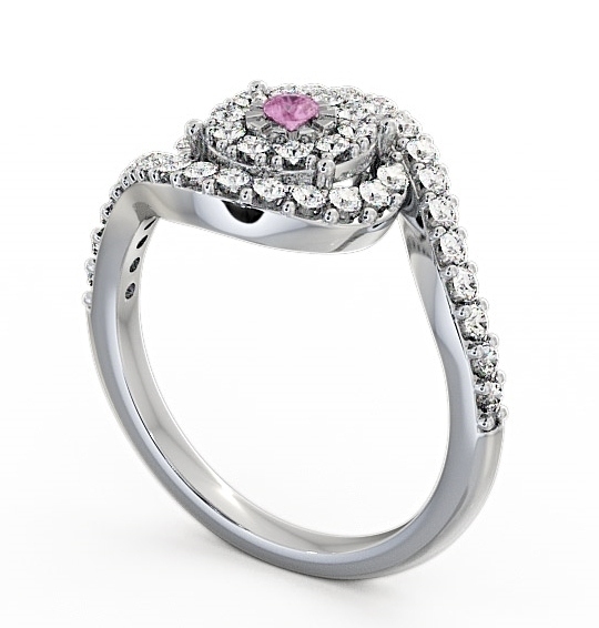  Cluster Pink Sapphire and Diamond 0.51ct Ring 9K White Gold - Newark CL32GEM_WG_PS_THUMB1 