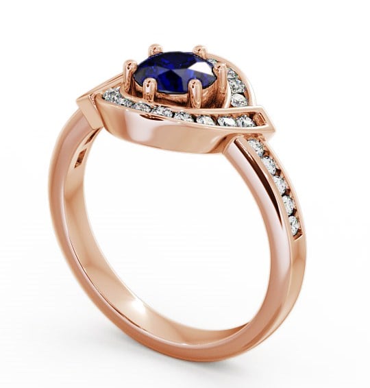 Halo Blue Sapphire and Diamond 0.91ct Ring 9K Rose Gold - Sileby CL35GEM_RG_BS_THUMB1