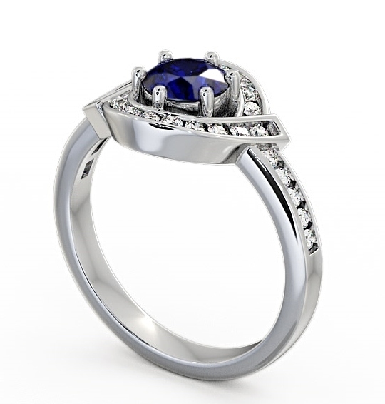 Halo Blue Sapphire and Diamond 0.91ct Ring 9K White Gold - Sileby CL35GEM_WG_BS_THUMB1