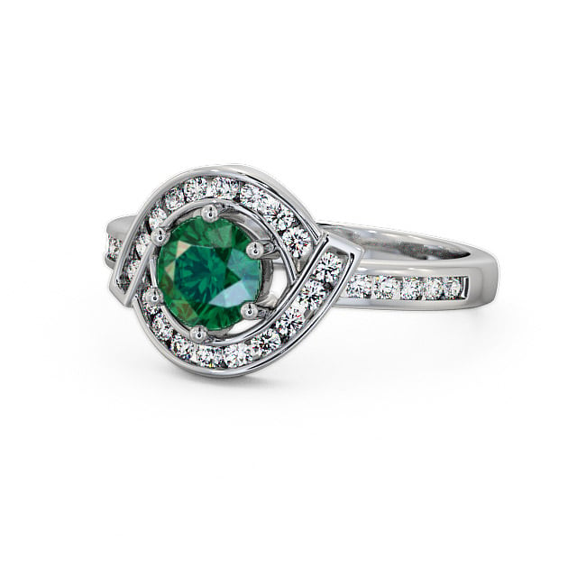 Halo Emerald and Diamond 0.74ct Ring 9K White Gold - Sileby CL35GEM_WG_EM_FLAT