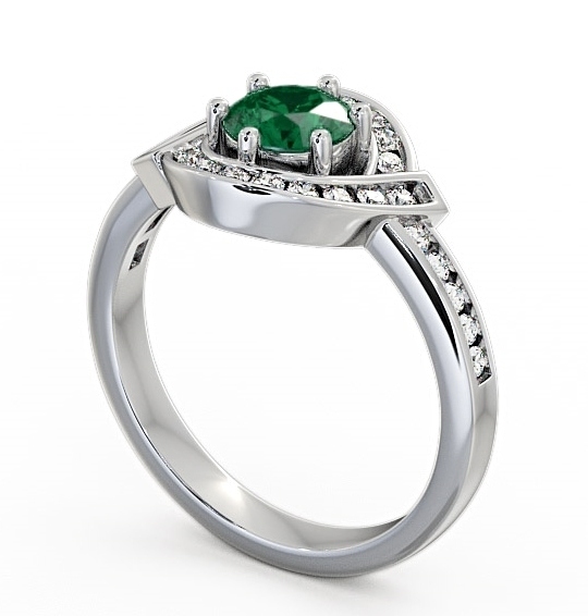  Halo Emerald and Diamond 0.74ct Ring 9K White Gold - Sileby CL35GEM_WG_EM_THUMB1 