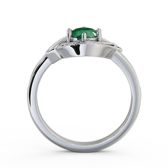 Halo Emerald and Diamond 0.74ct Ring 9K White Gold - Sileby CL35GEM_WG_EM_UP