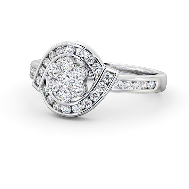 Cluster Round Diamond 0.52ct Ring 9K White Gold - Sileby CL35_WG_FLAT