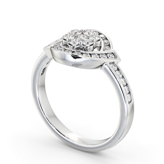Cluster Round Diamond 0.52ct Ring Platinum - Sileby CL35_WG_SIDE