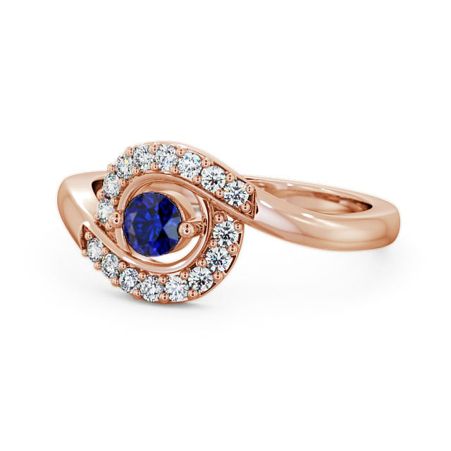 Cluster Blue Sapphire and Diamond 0.36ct Ring 9K Rose Gold - Calder CL38GEM_RG_BS_FLAT