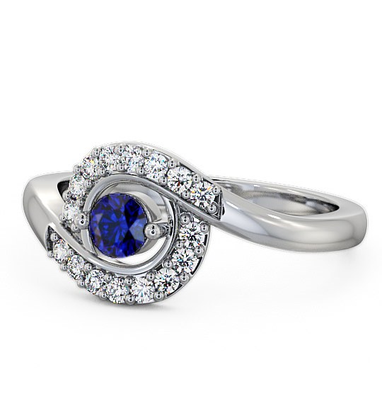  Cluster Blue Sapphire and Diamond 0.36ct Ring 18K White Gold - Calder CL38GEM_WG_BS_THUMB2 