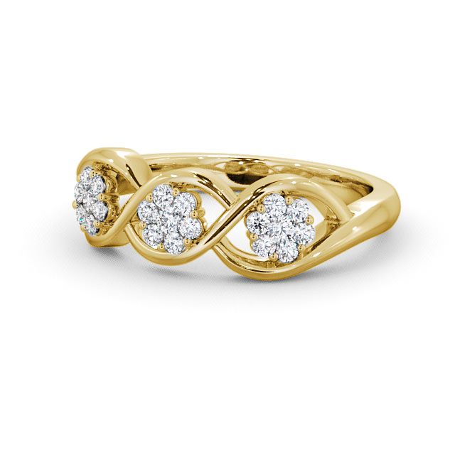 Cluster Round Diamond 0.25ct Ring 18K Yellow Gold - Ludlow CL40_YG_FLAT