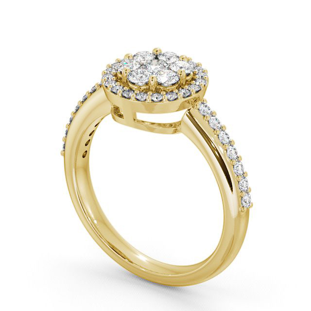 Cluster Diamond Ring 18K Yellow Gold - Derwent CL43_YG_SIDE