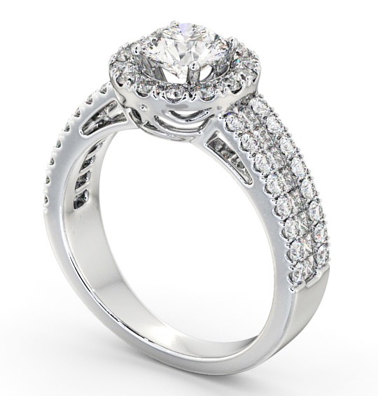 Halo Round Diamond Engagement Ring Platinum - Swaithe CL48_WG_THUMB1